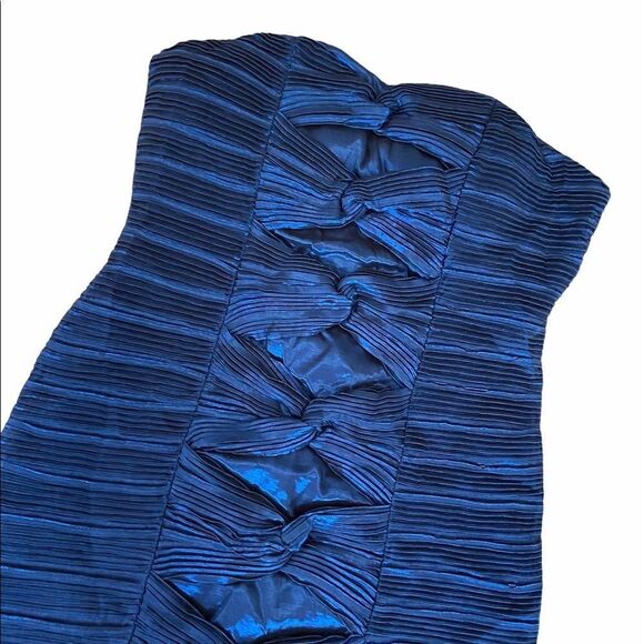 LE CHATEAU Blue Metallic Strapless Fitted Dress S - Picture 4 of 9